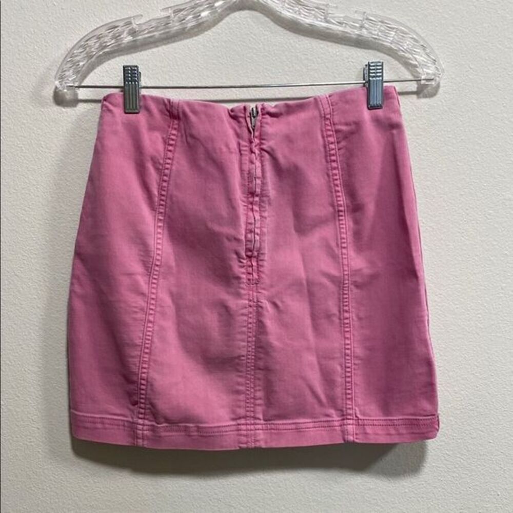 Free People Pink Seamed Mini Skirt‎ Size 4 Cotton Blend Bodycon - Picture 4 of 10